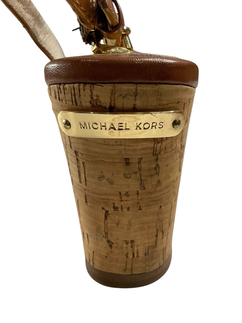 MICHAEL Michael Kors Brown Leather Cork Wedge Slingback Peep-Toe Sandals - Picture 6 of 9